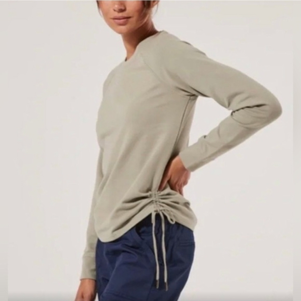 Pact Perfectly Lightweight Cinched Crewneck Pullover in Sage Size XL